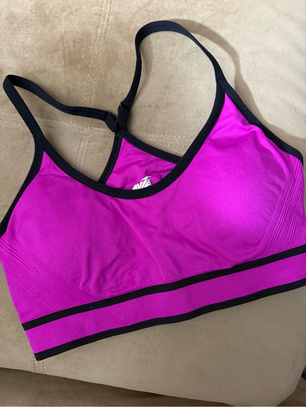 Avia Bright Magenta Sports Bra with Black Trim